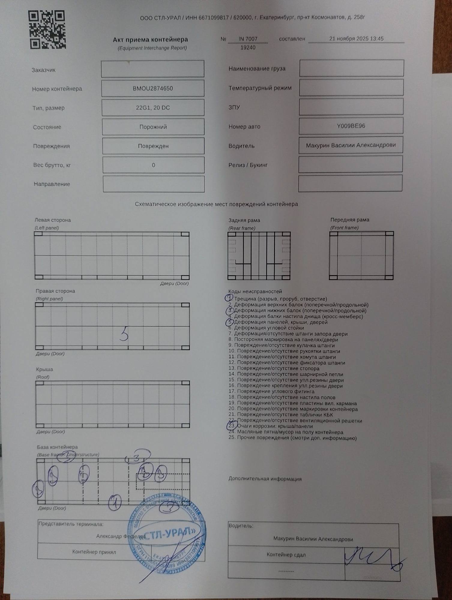 Морской контейнер BMOU2874650