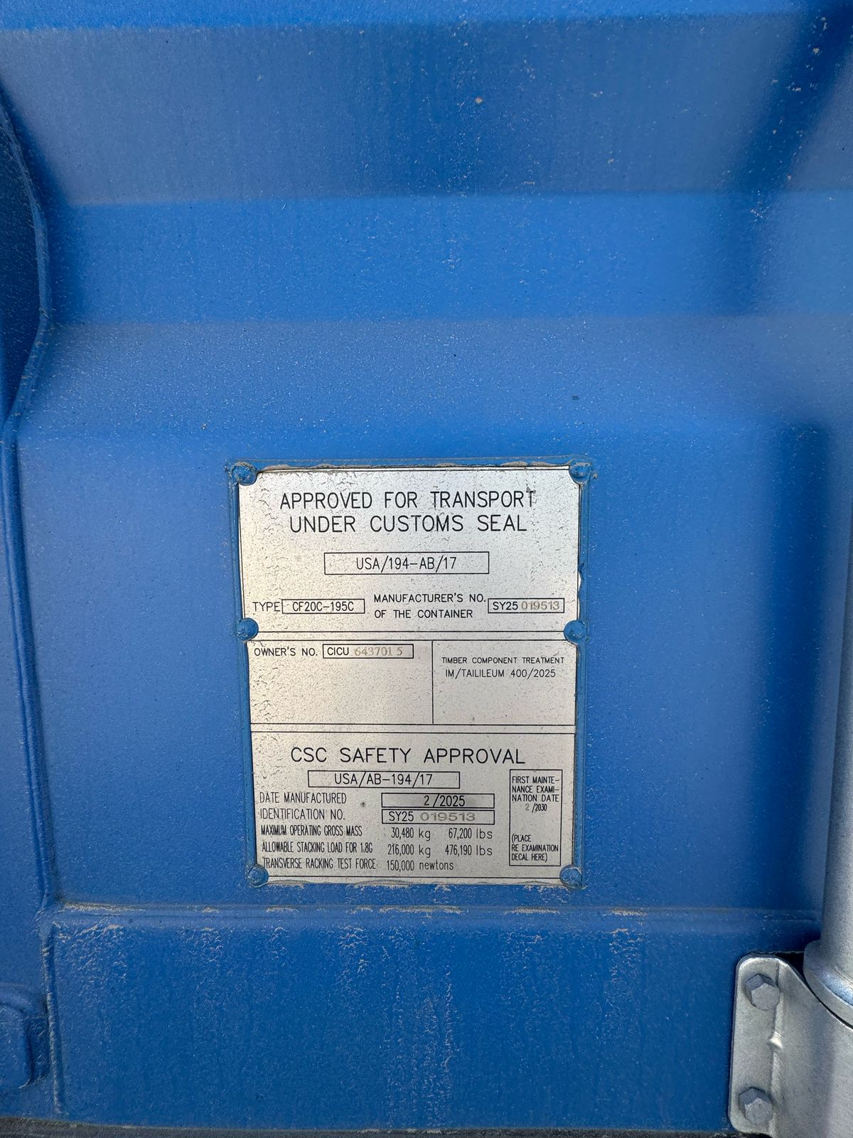 Морской контейнер CICU6437015