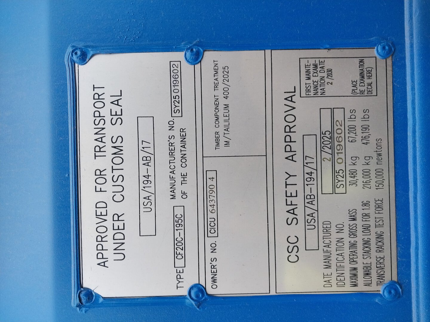 Морской контейнер CICU6437904