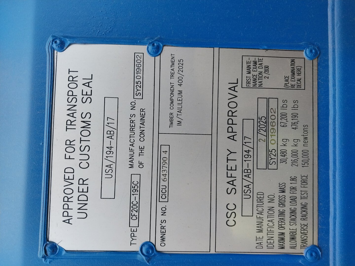 Морской контейнер CICU6437904