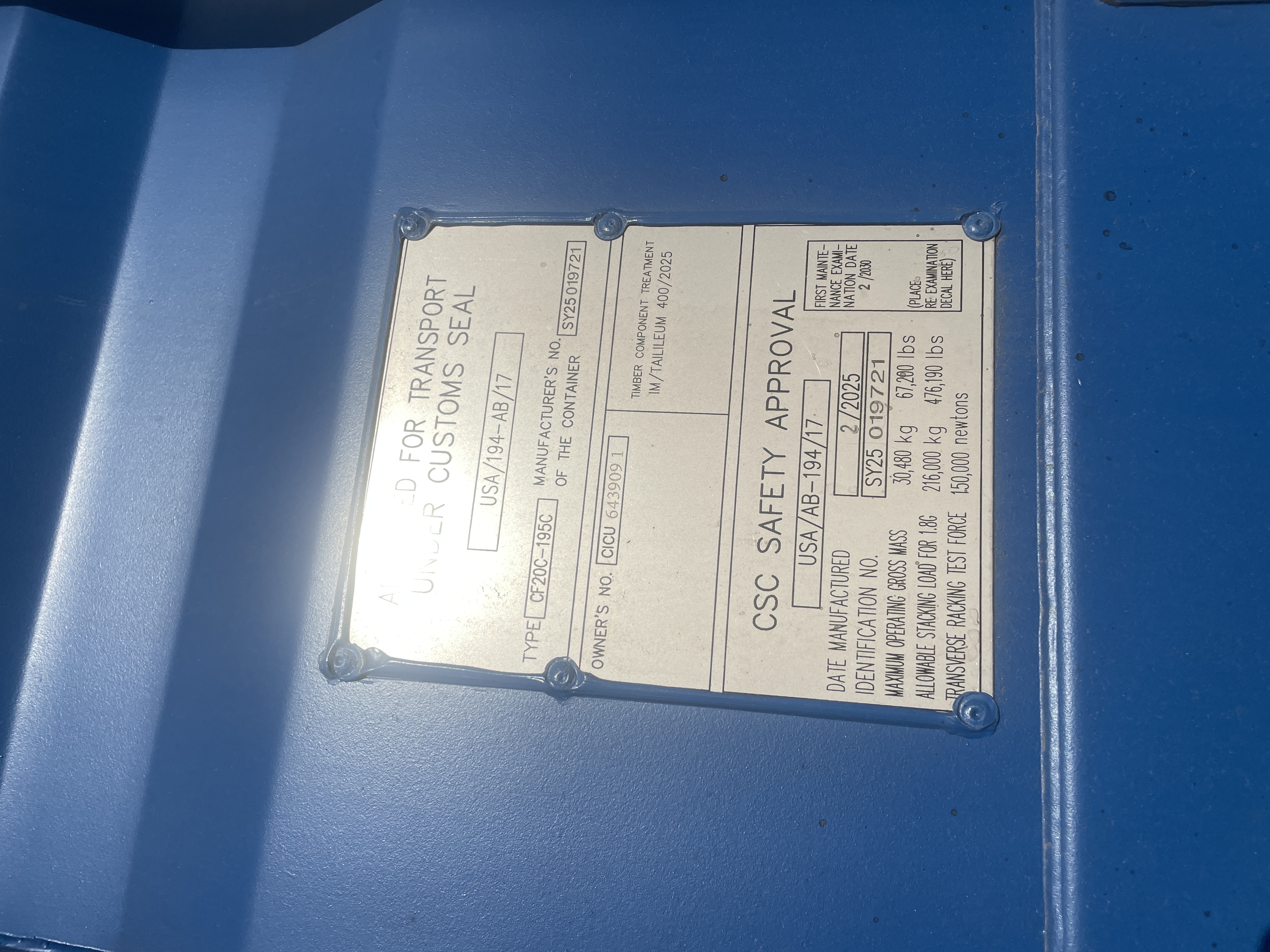 Морской контейнер CICU6439091