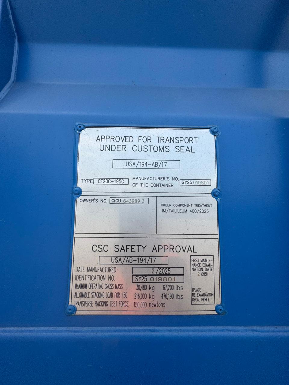 Морской контейнер CICU6439893