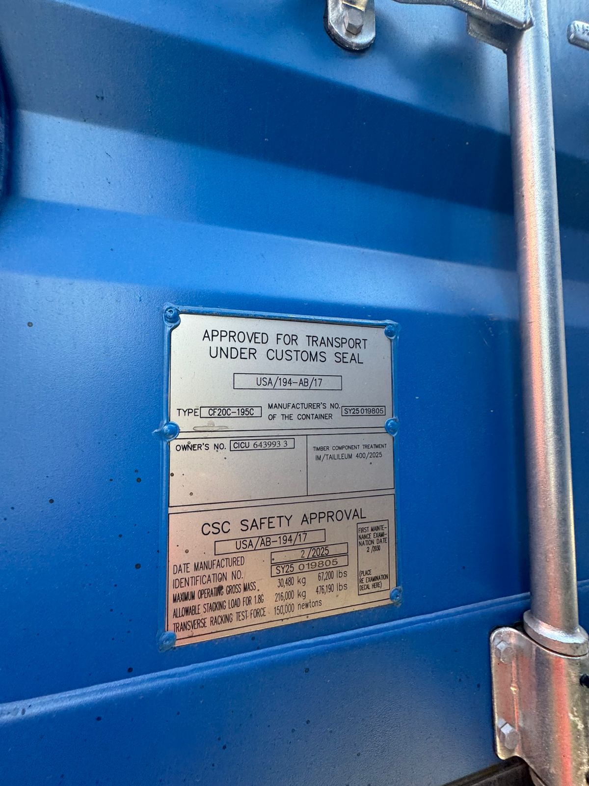 Морской контейнер CICU6439933