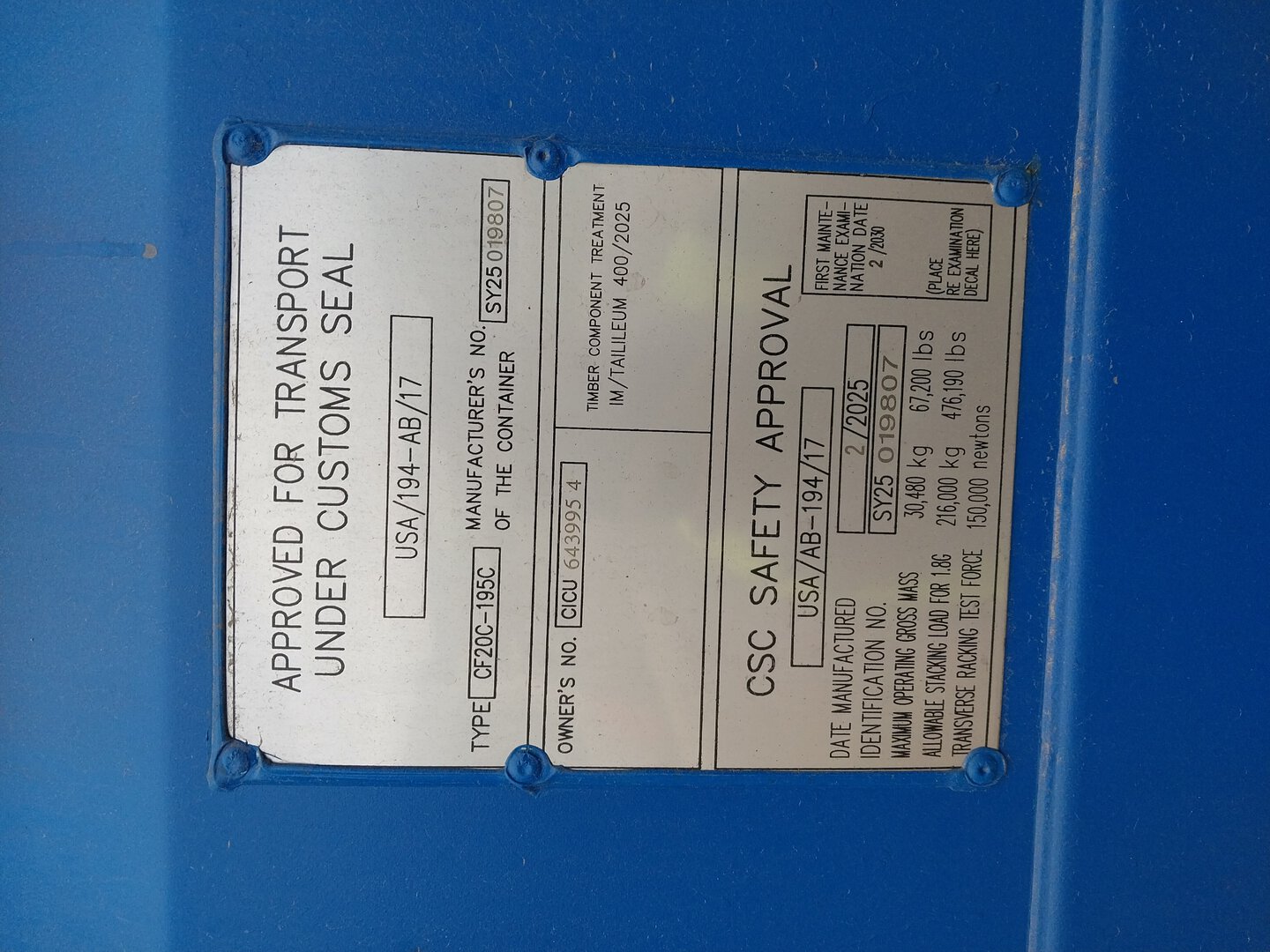 Морской контейнер CICU6439954