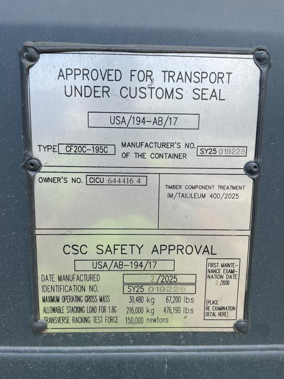 Морской контейнер CICU6444164