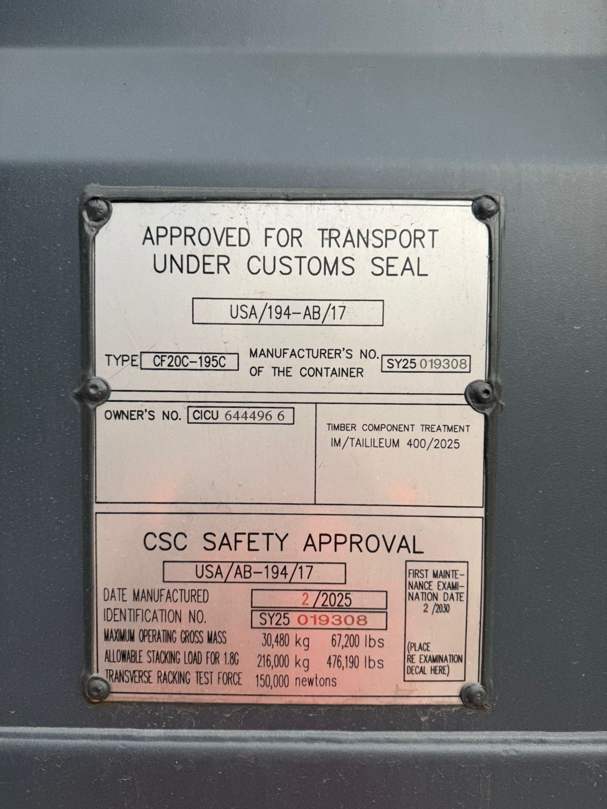 Морской контейнер CICU6444966