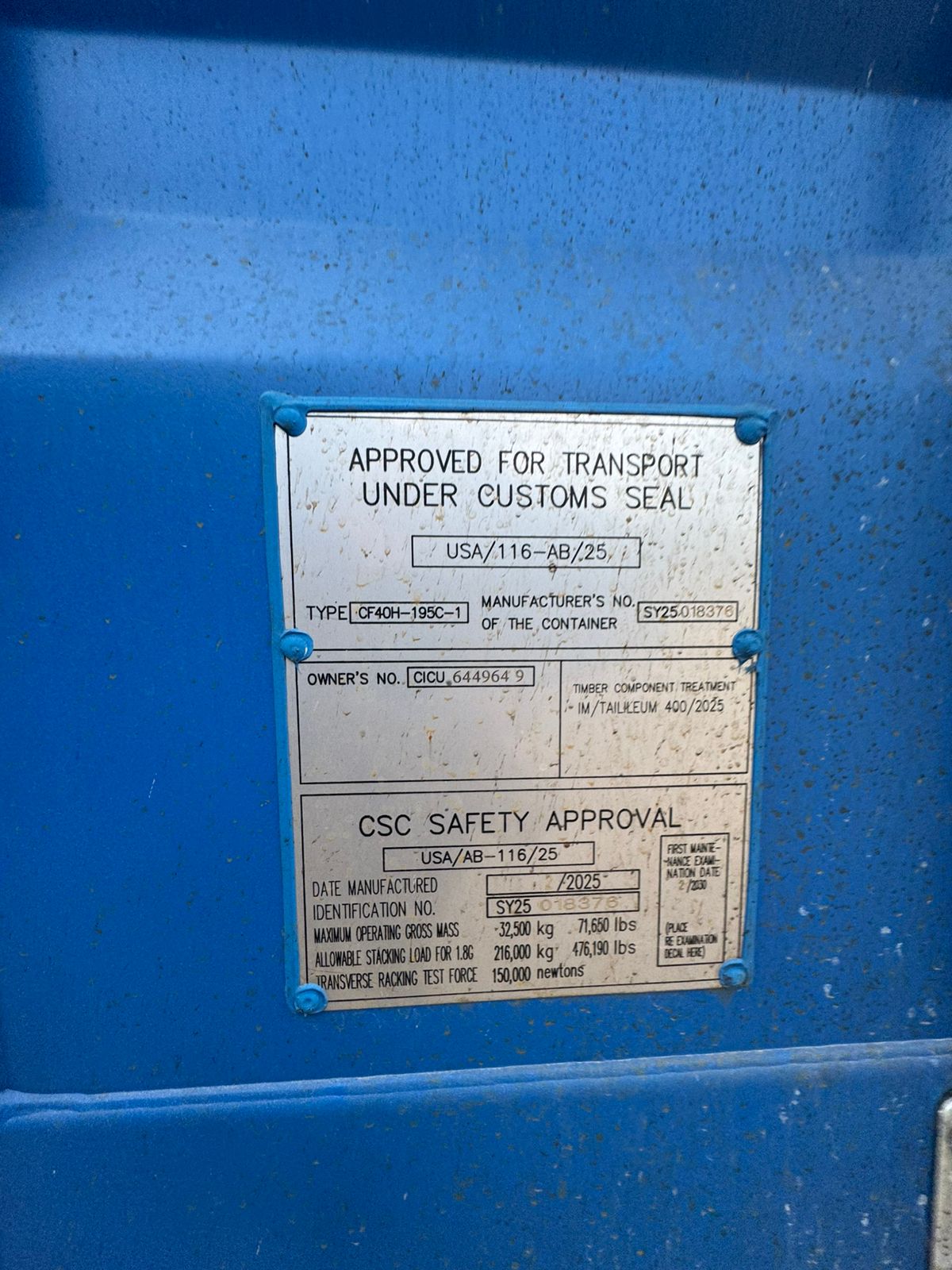 Морской контейнер CICU6449649