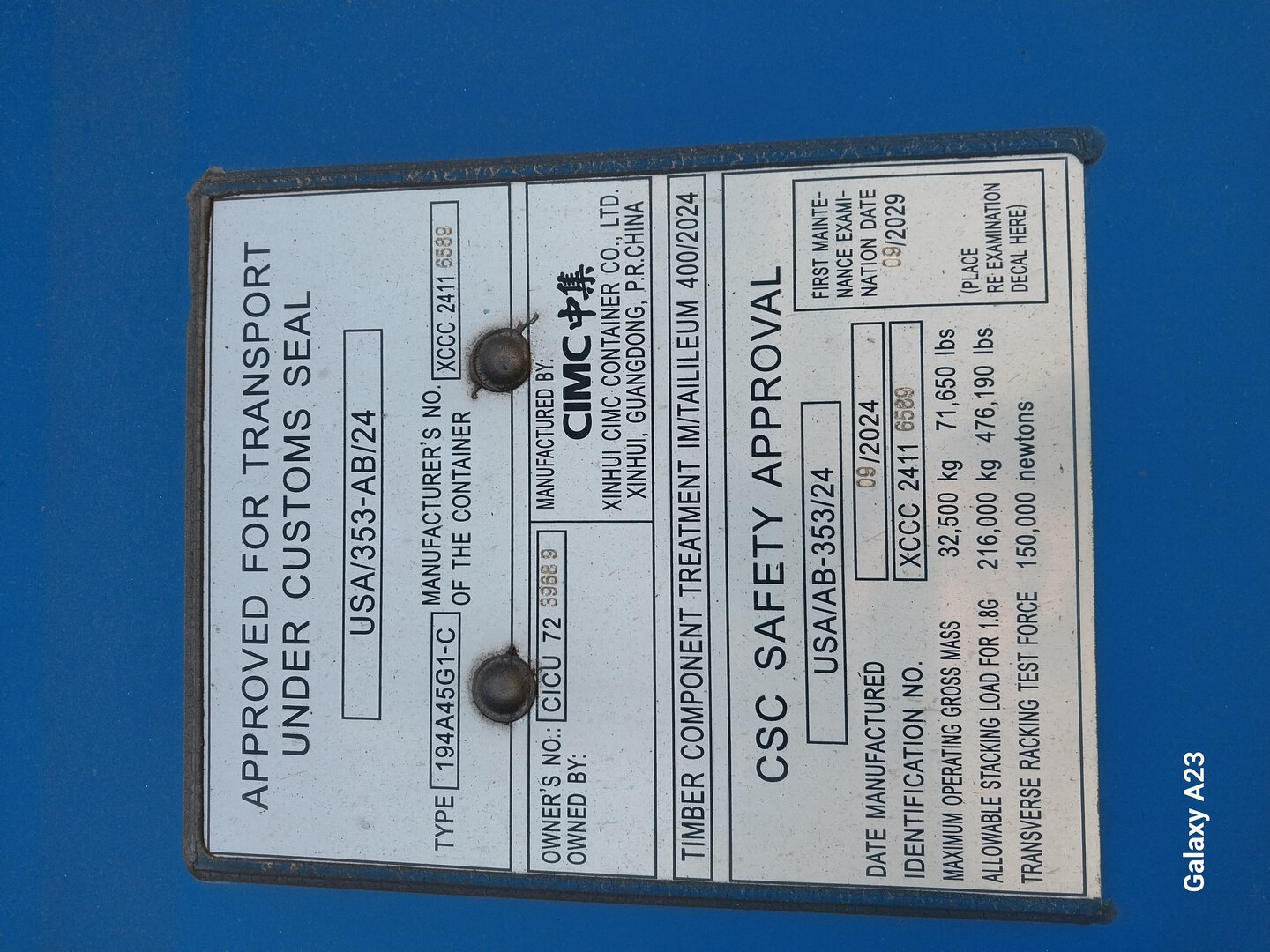 Морской контейнер CICU7239689