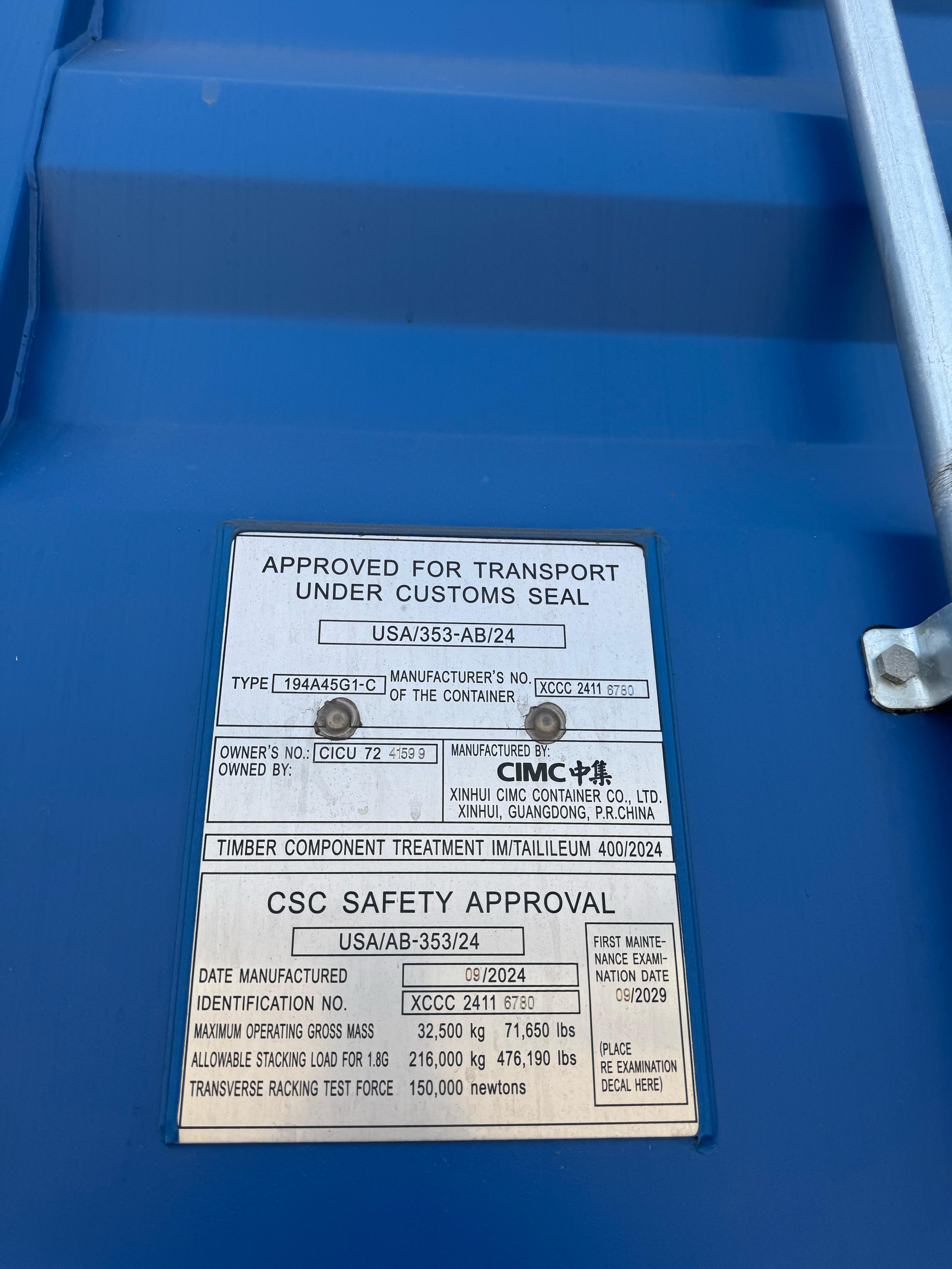 Морской контейнер CICU7241599