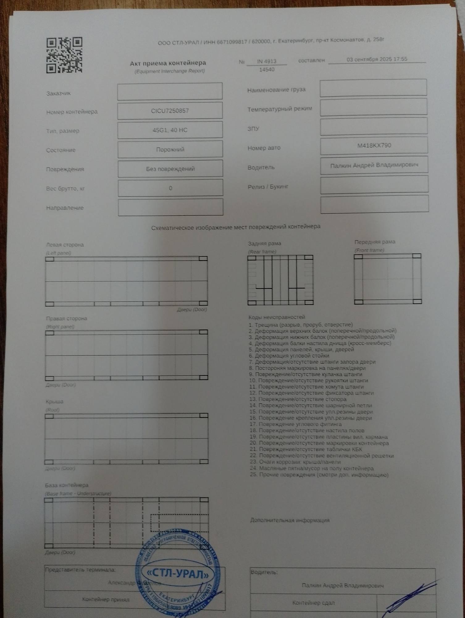 Морской контейнер CICU7250857