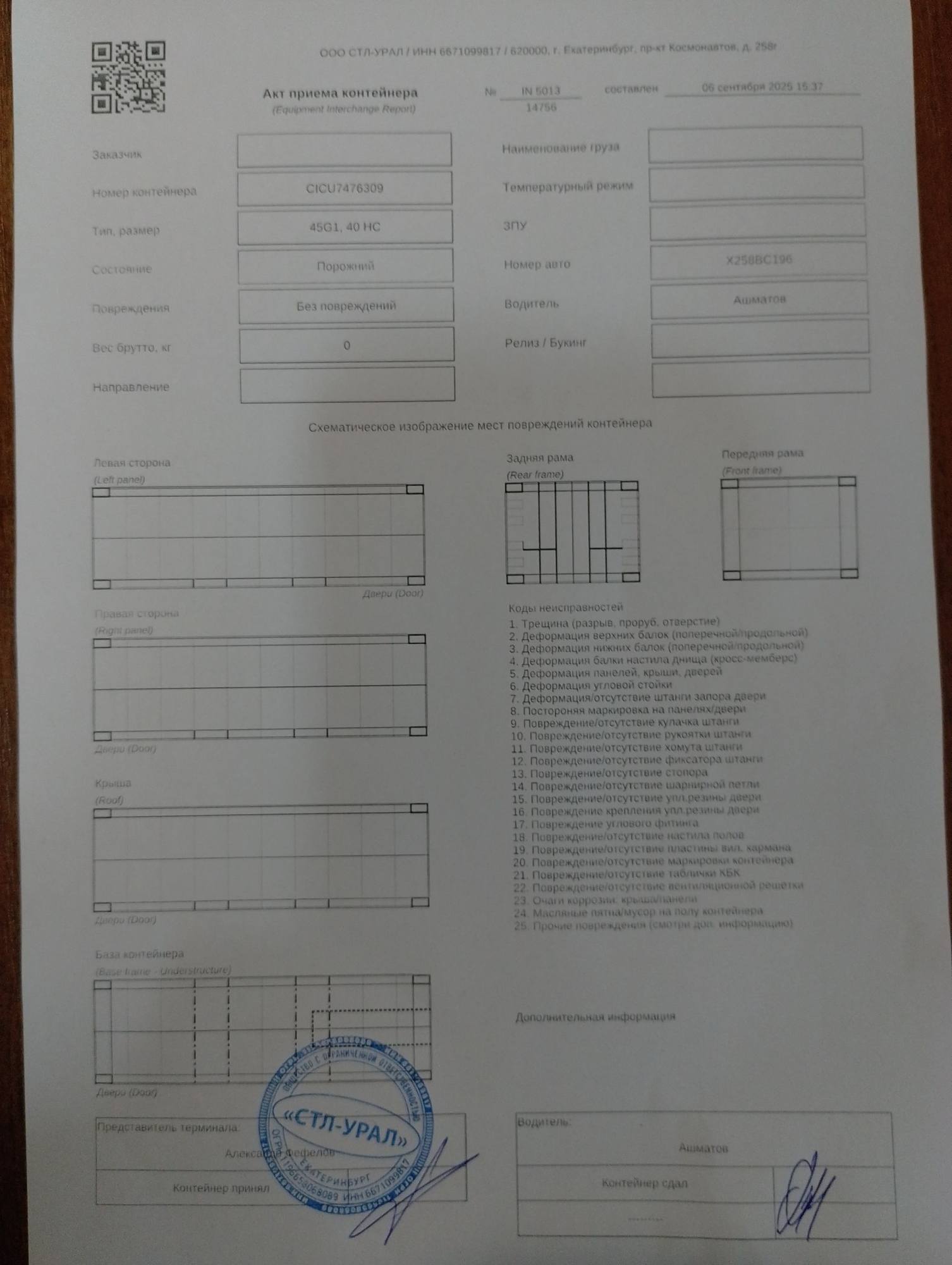 Морской контейнер CICU7476309