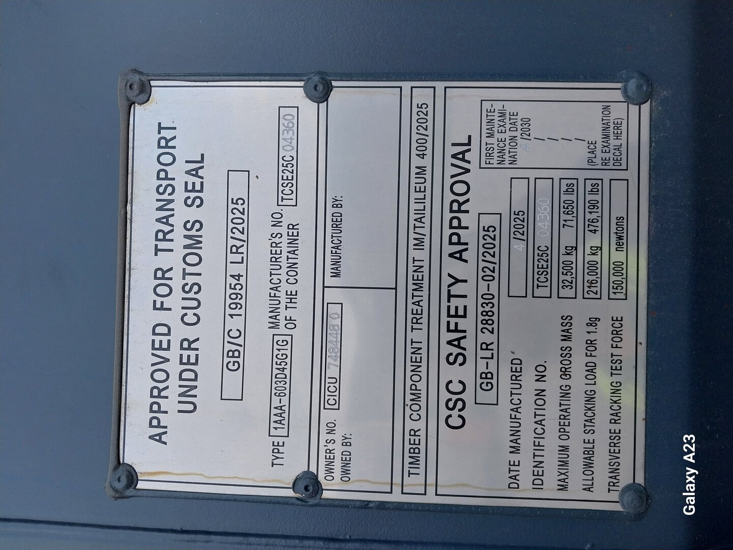 Морской контейнер CICU7484480