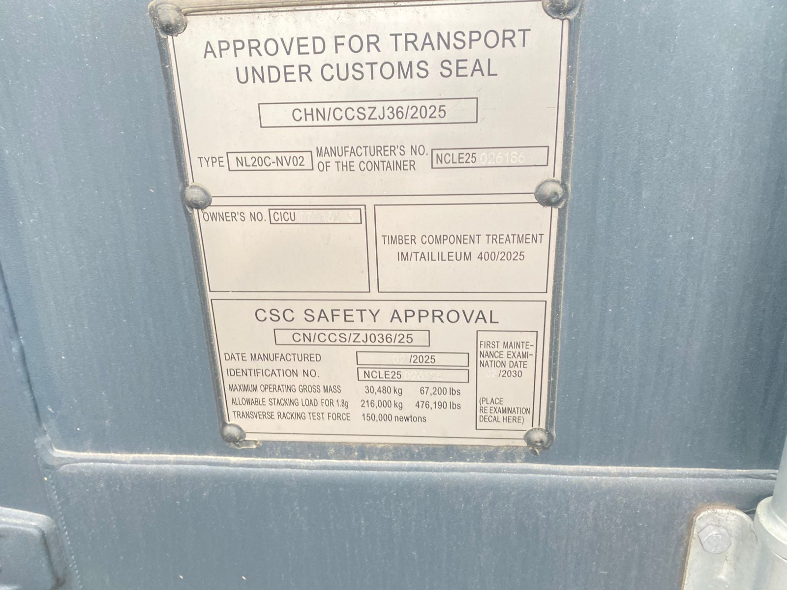 Морской контейнер CICU7734363
