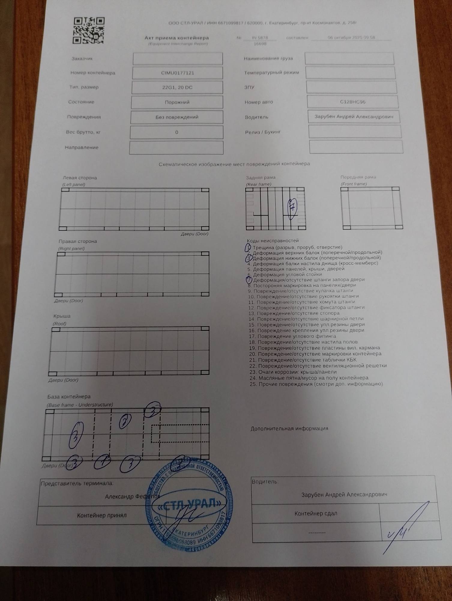 Морской контейнер CIMU0177121