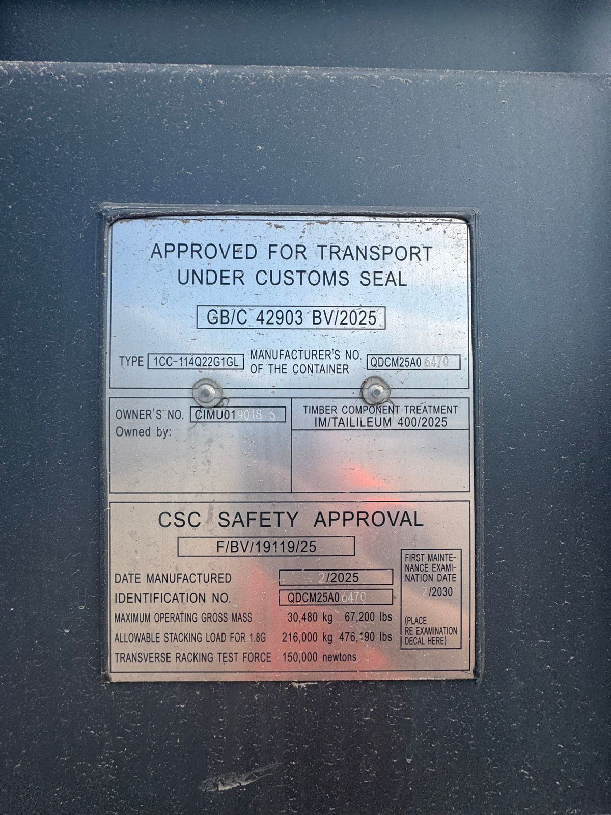 Морской контейнер CIMU0190186