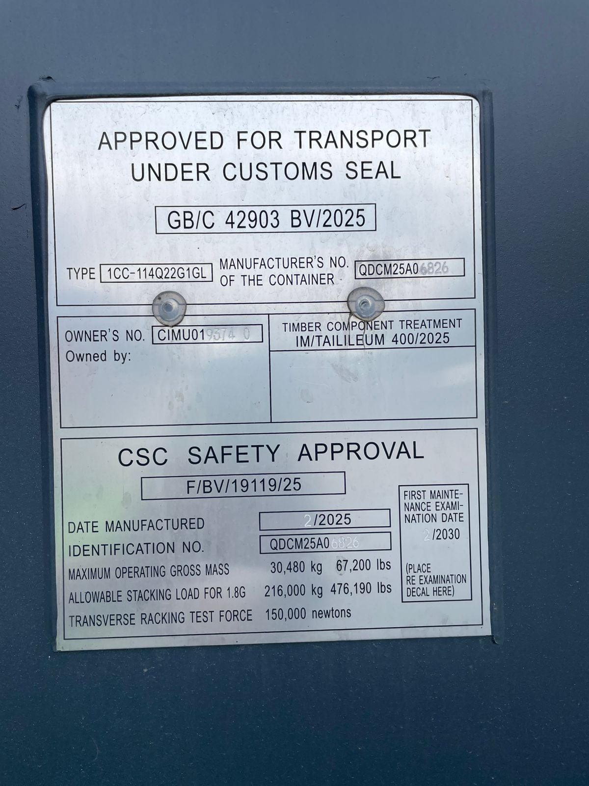 Морской контейнер CIMU0193740