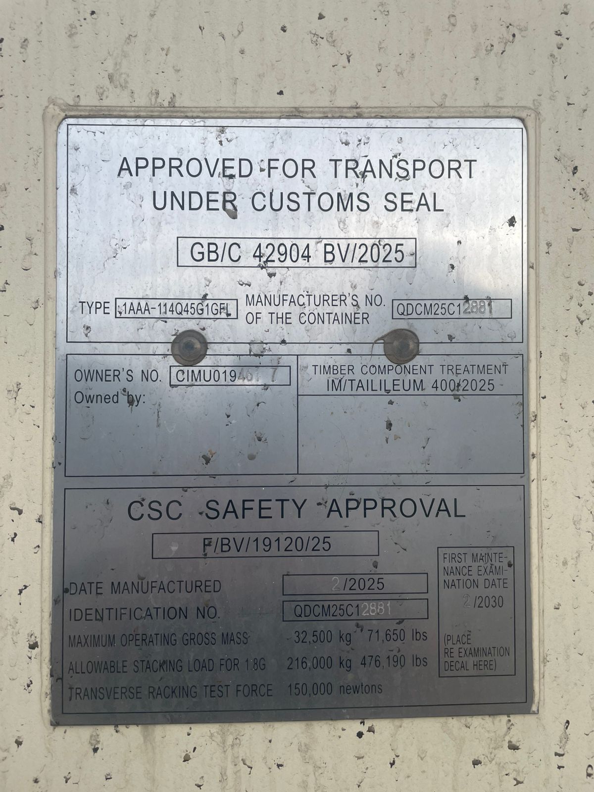 Морской контейнер CIMU0194617