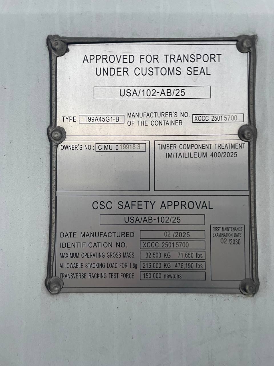 Морской контейнер CIMU0199183