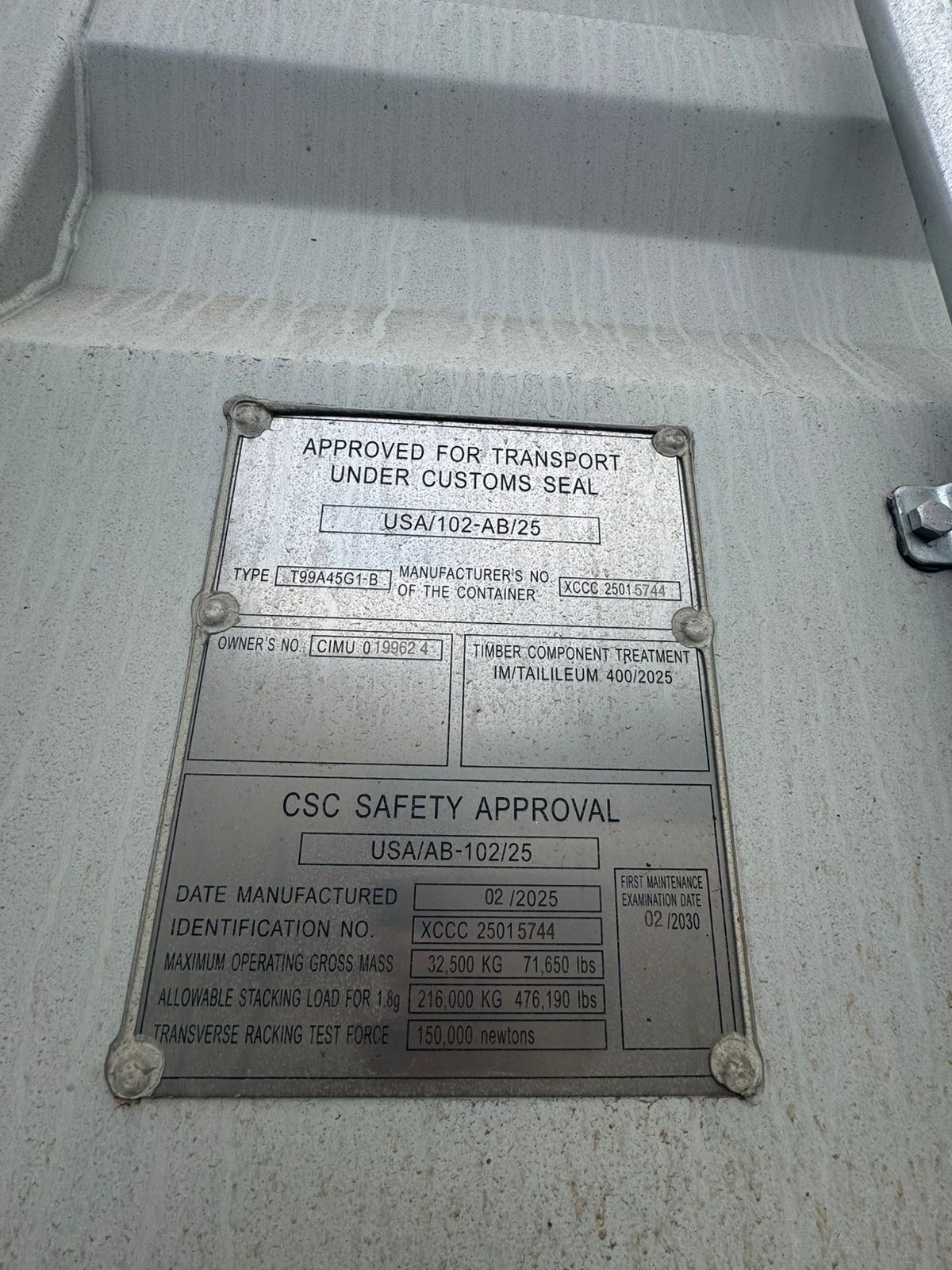 Морской контейнер CIMU0199624