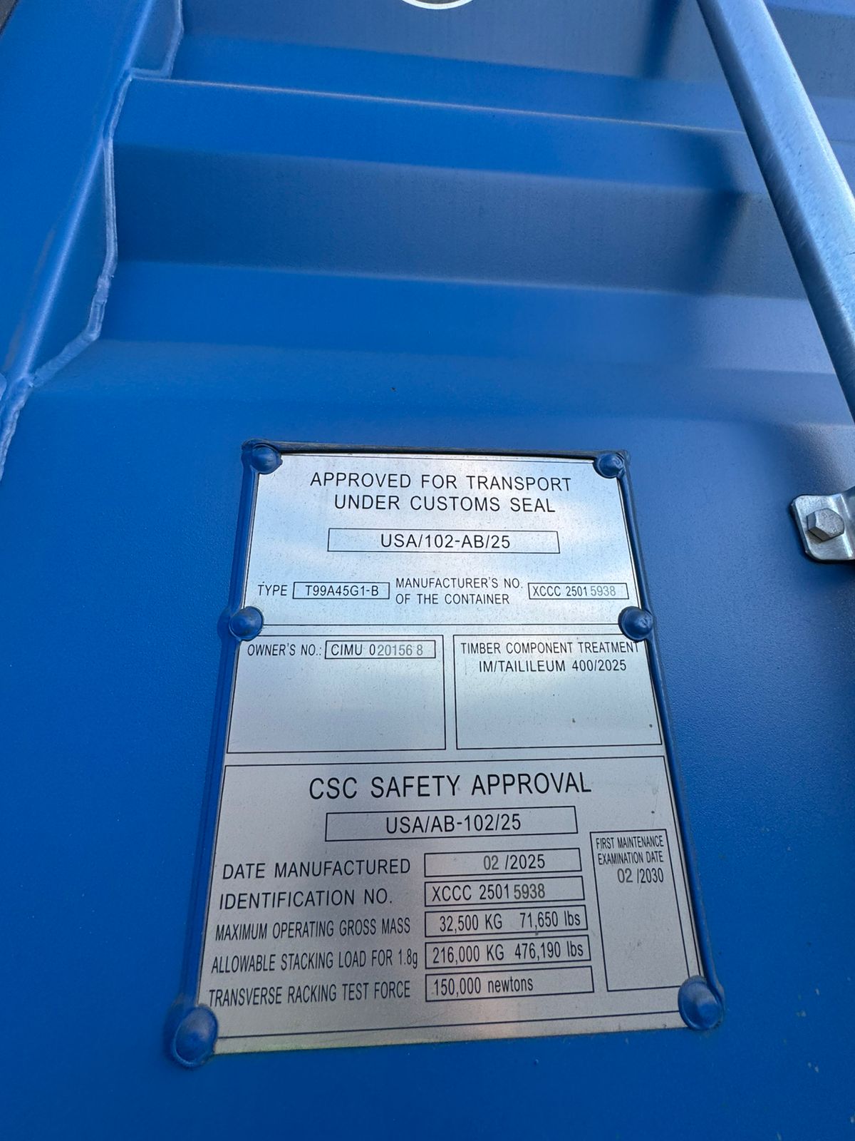 Морской контейнер CIMU0201568