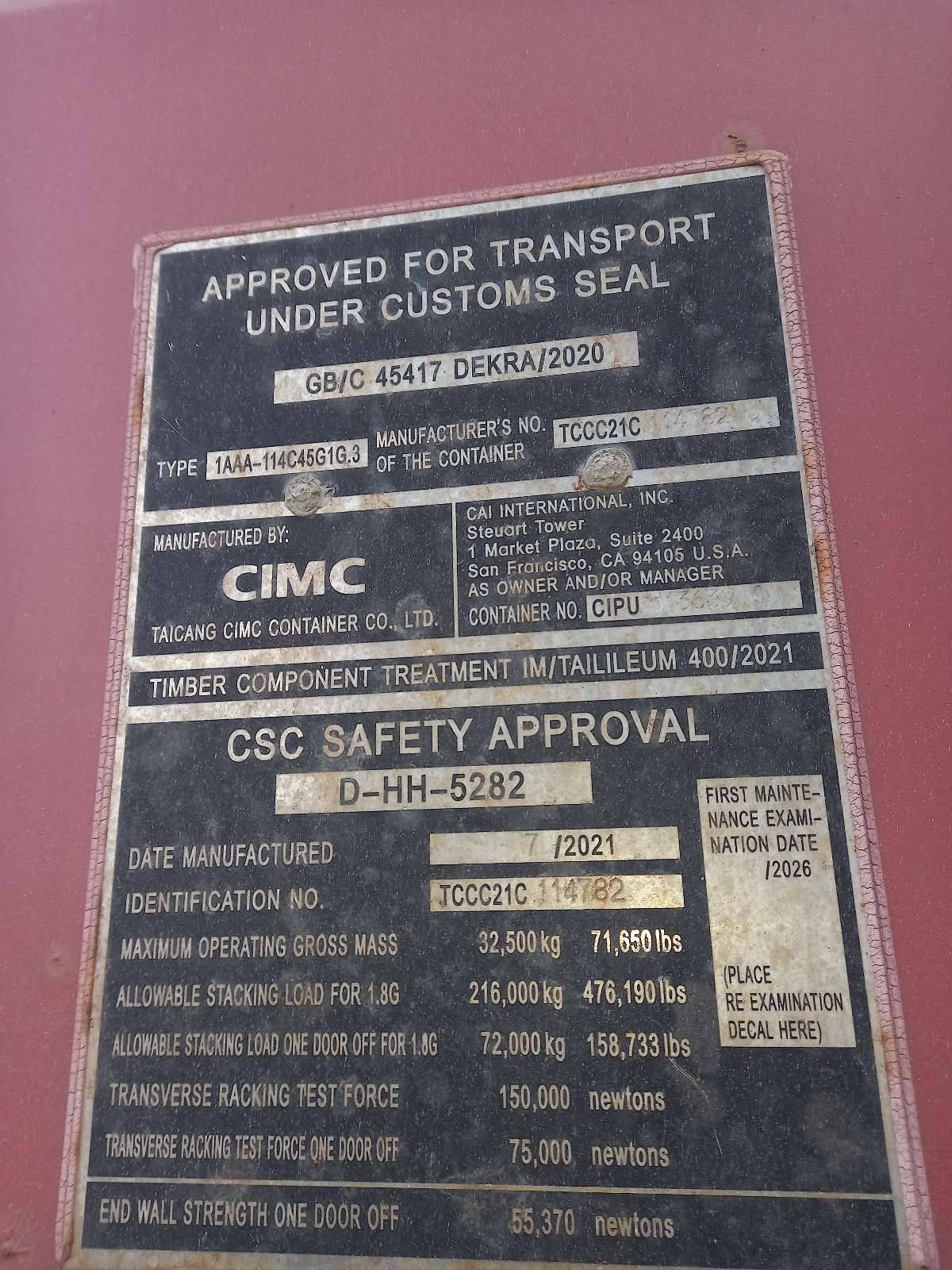 Морской контейнер CIPU5136390