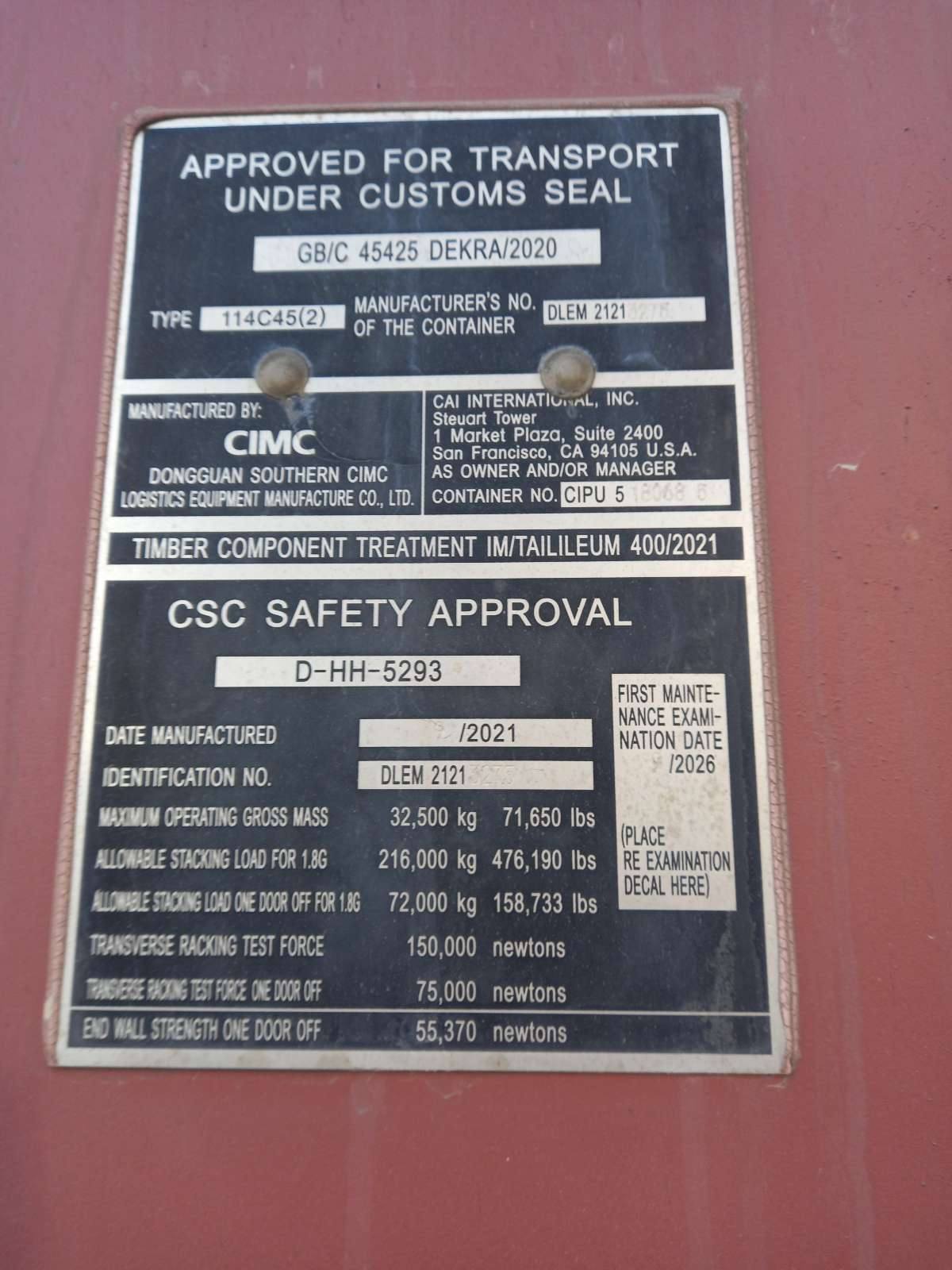 Морской контейнер CIPU5180685