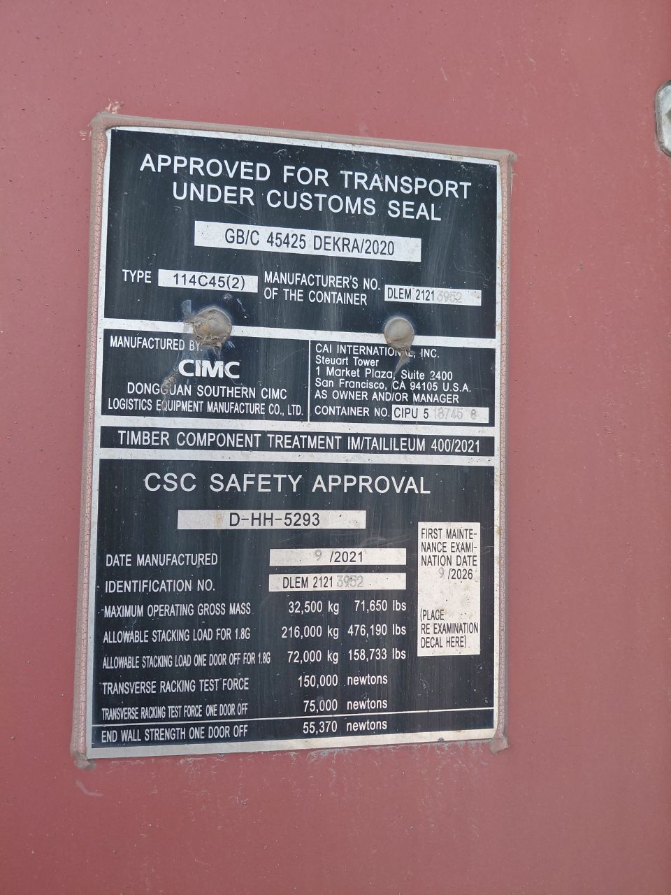 Морской контейнер CIPU5187458