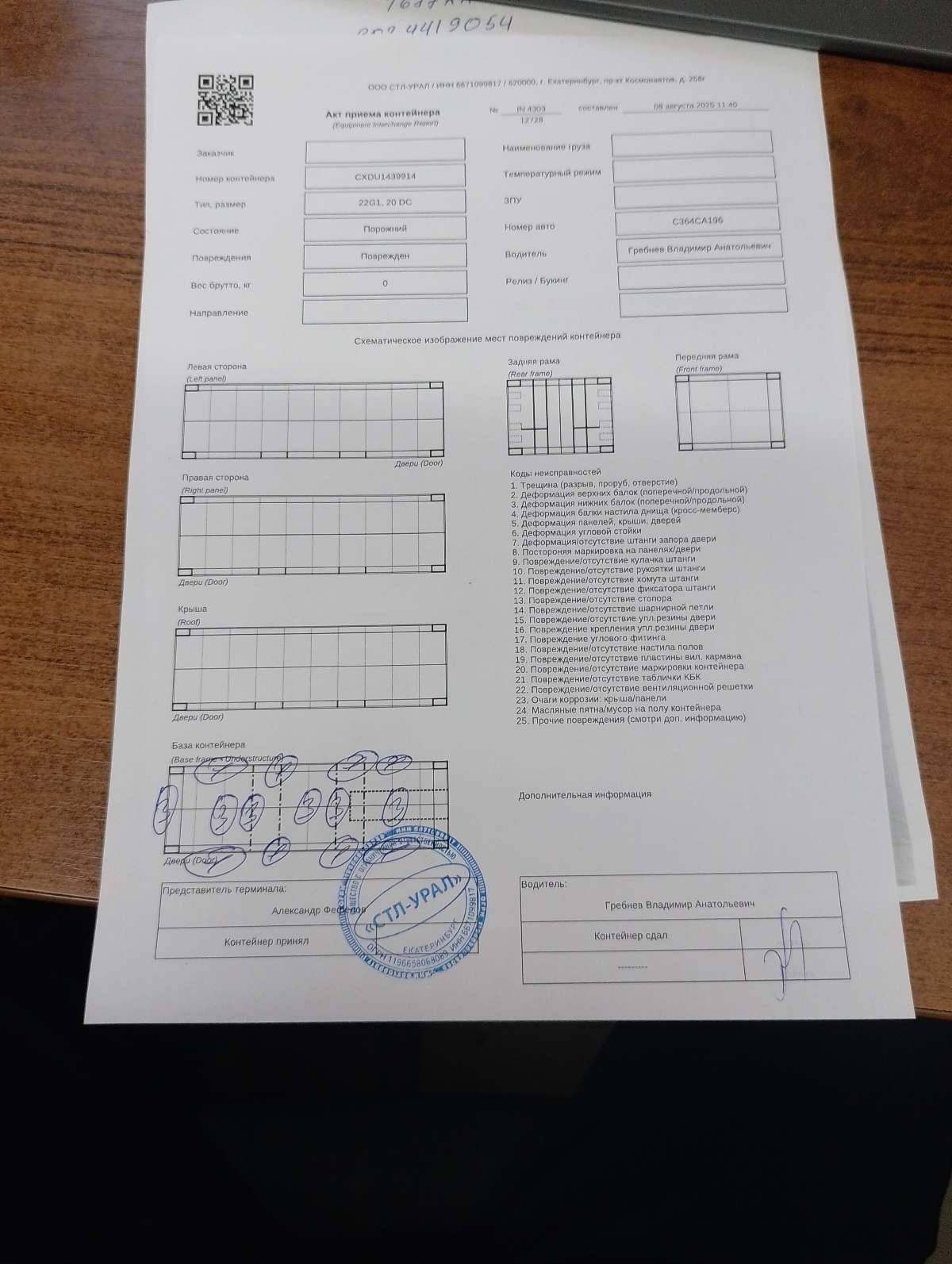 Морской контейнер CXDU1439914