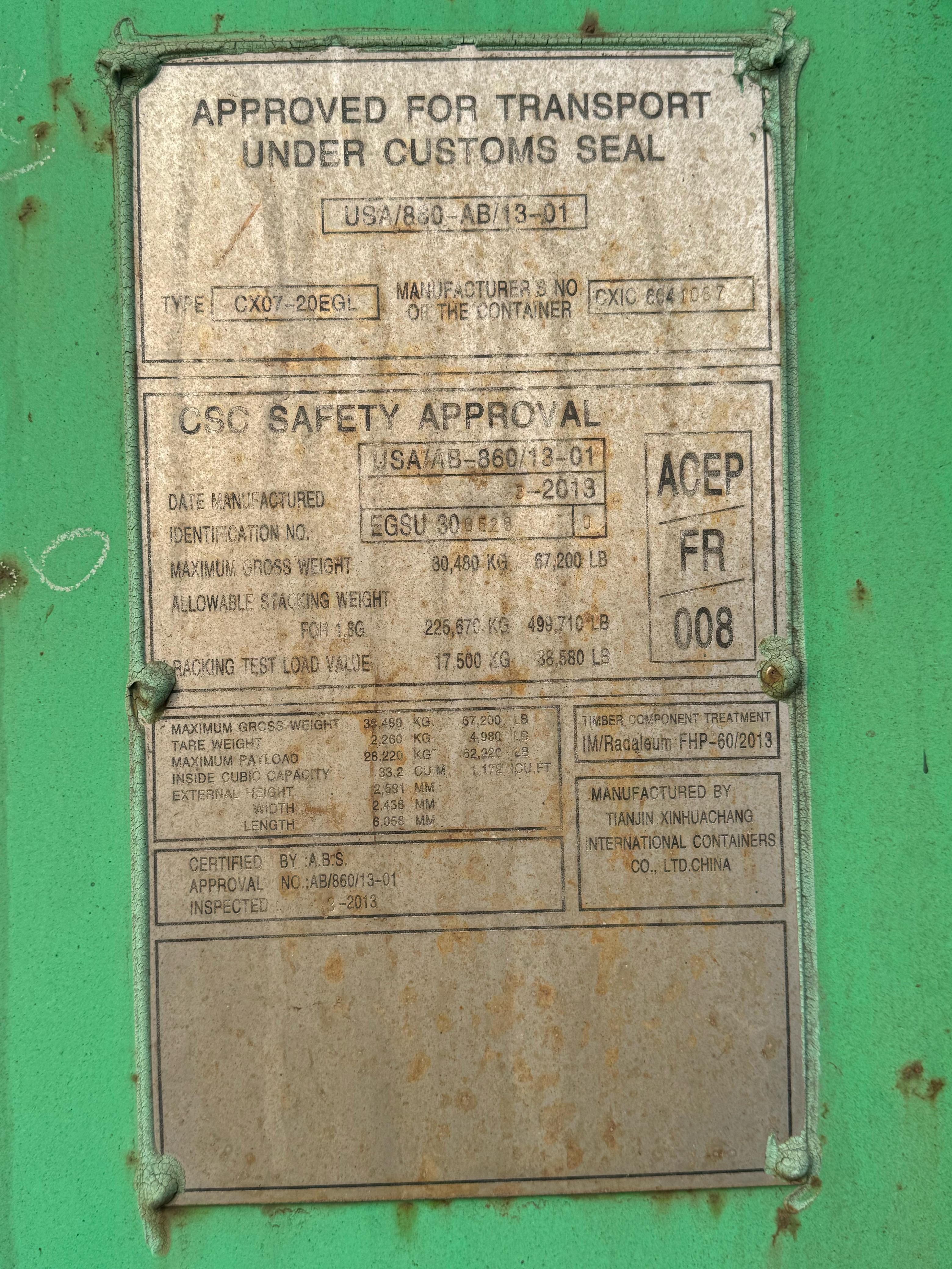 Морской контейнер EGSU3065260