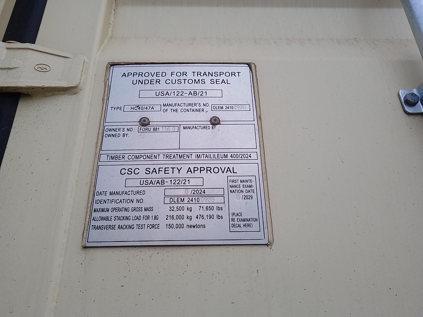 Морской контейнер FORU8811160