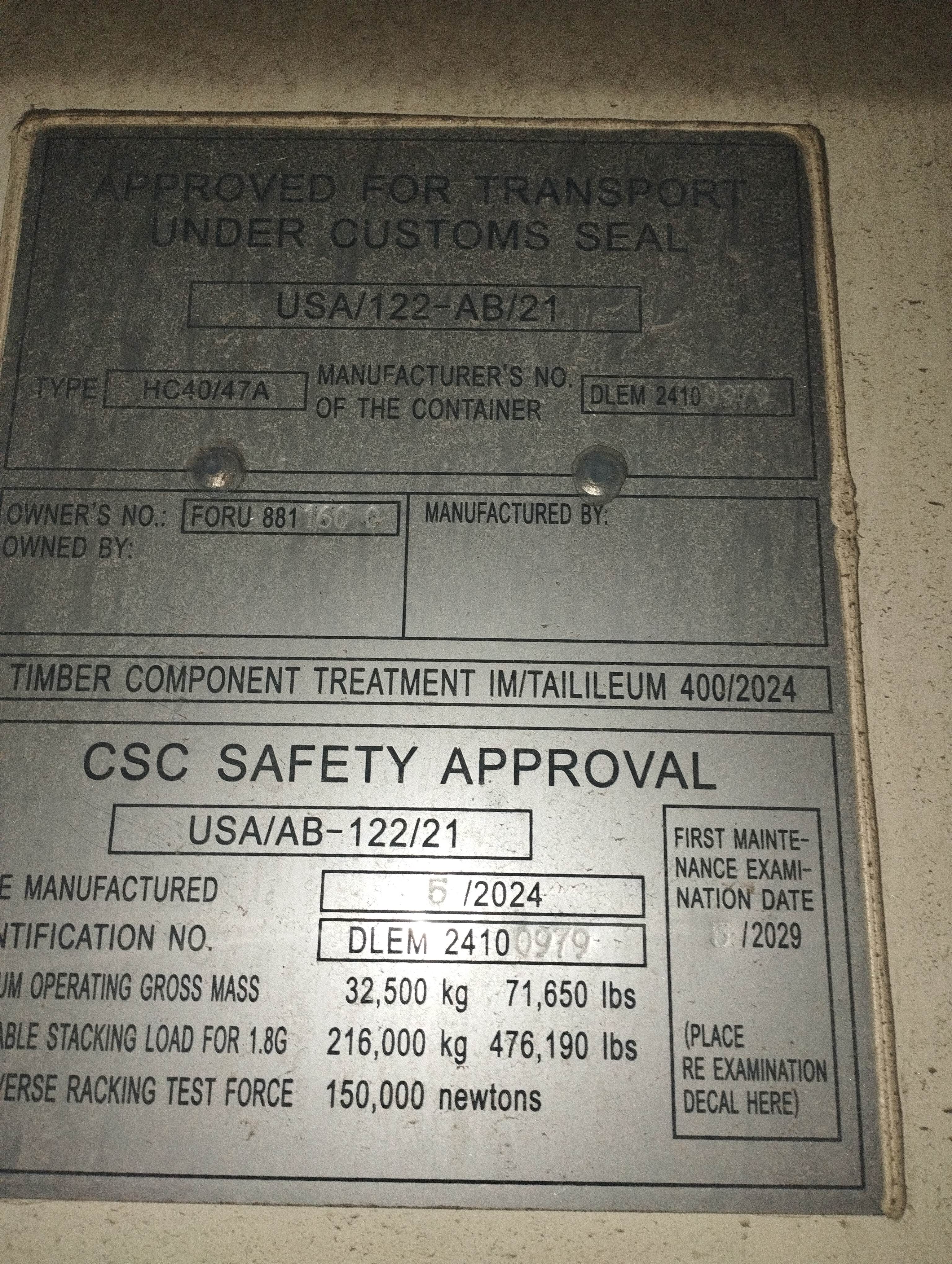 Морской контейнер FORU8811600