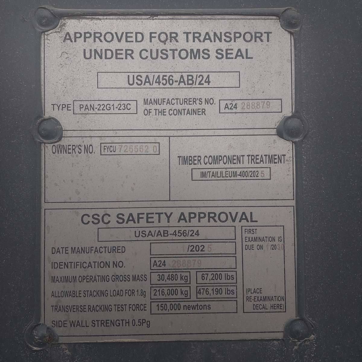 Морской контейнер FYCU7265620