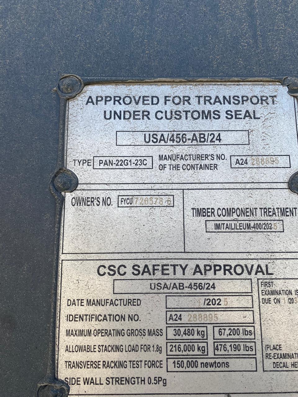 Морской контейнер FYCU7265786