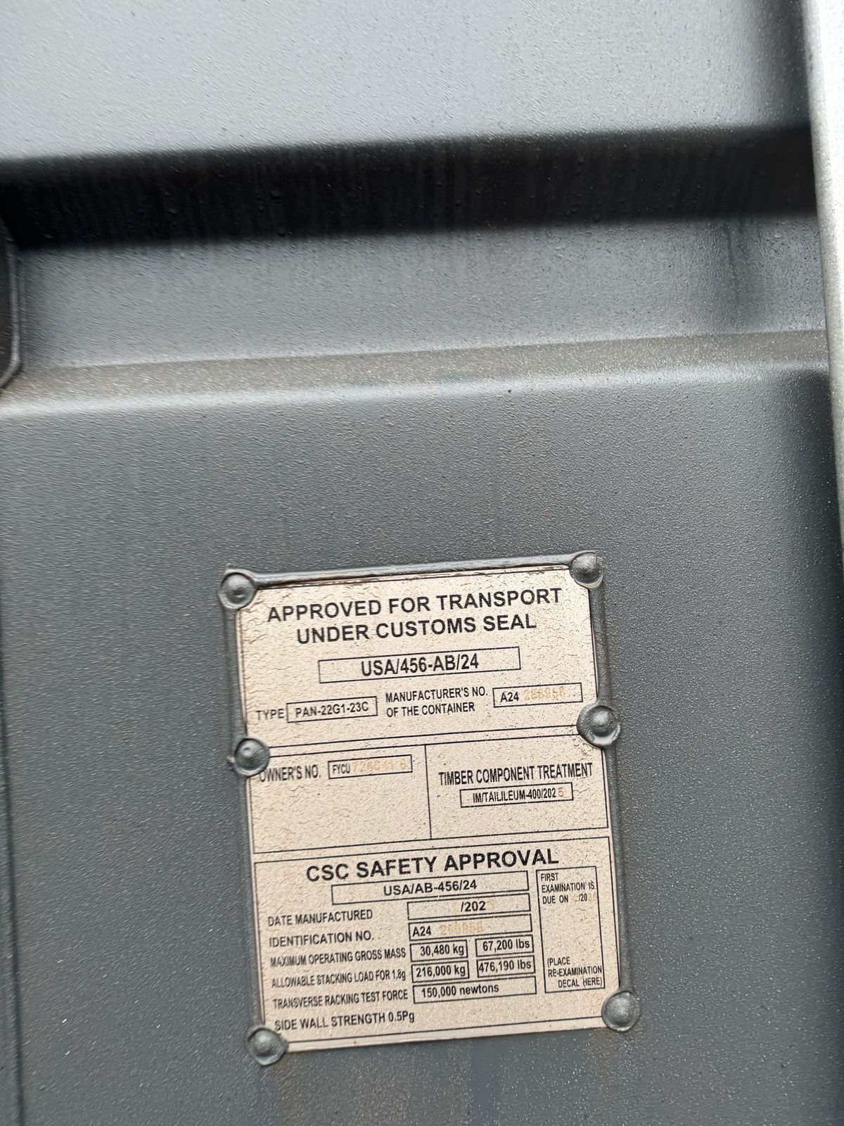 Морской контейнер FYCU7266416