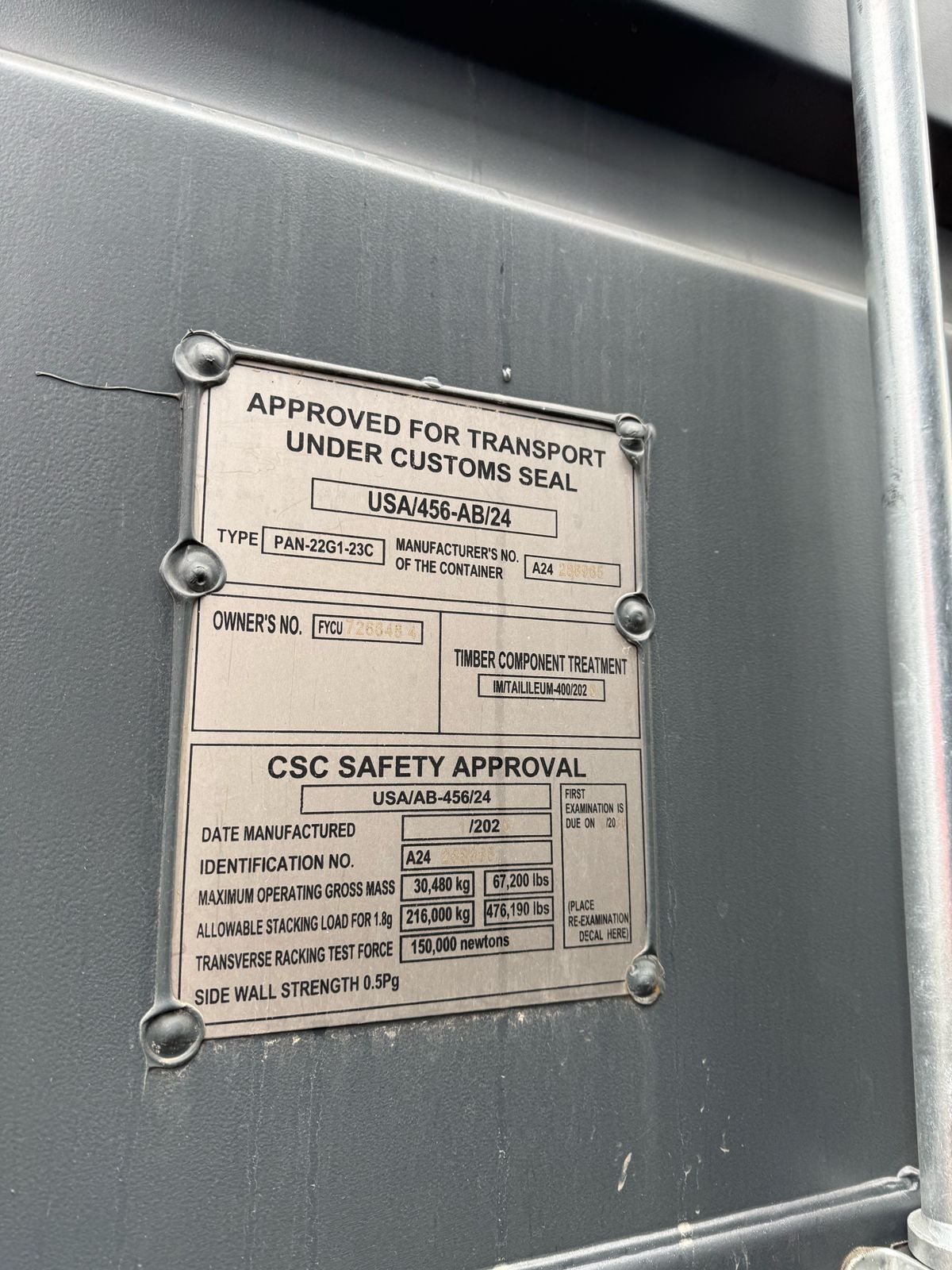 Морской контейнер FYCU7266484