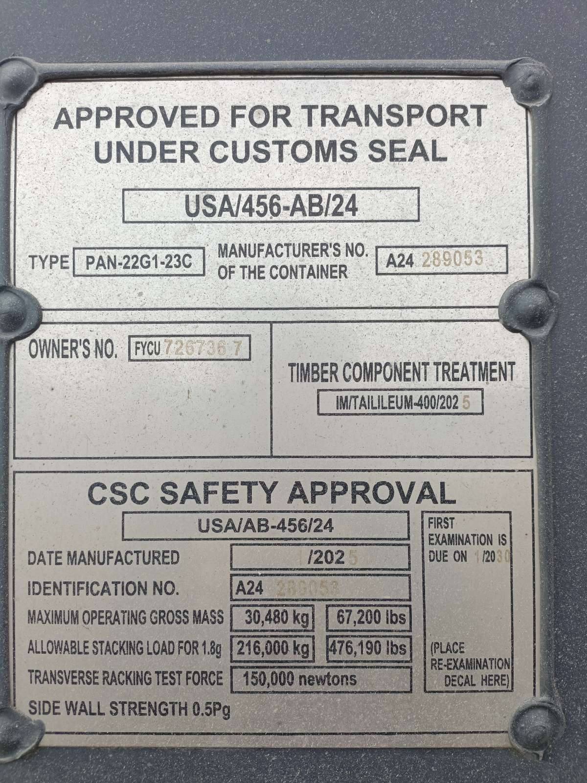 Морской контейнер FYCU7267367