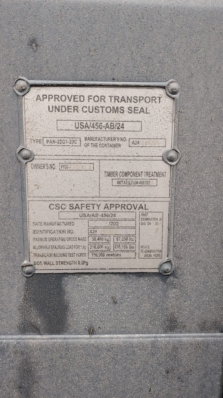 Морской контейнер FYCU7267412