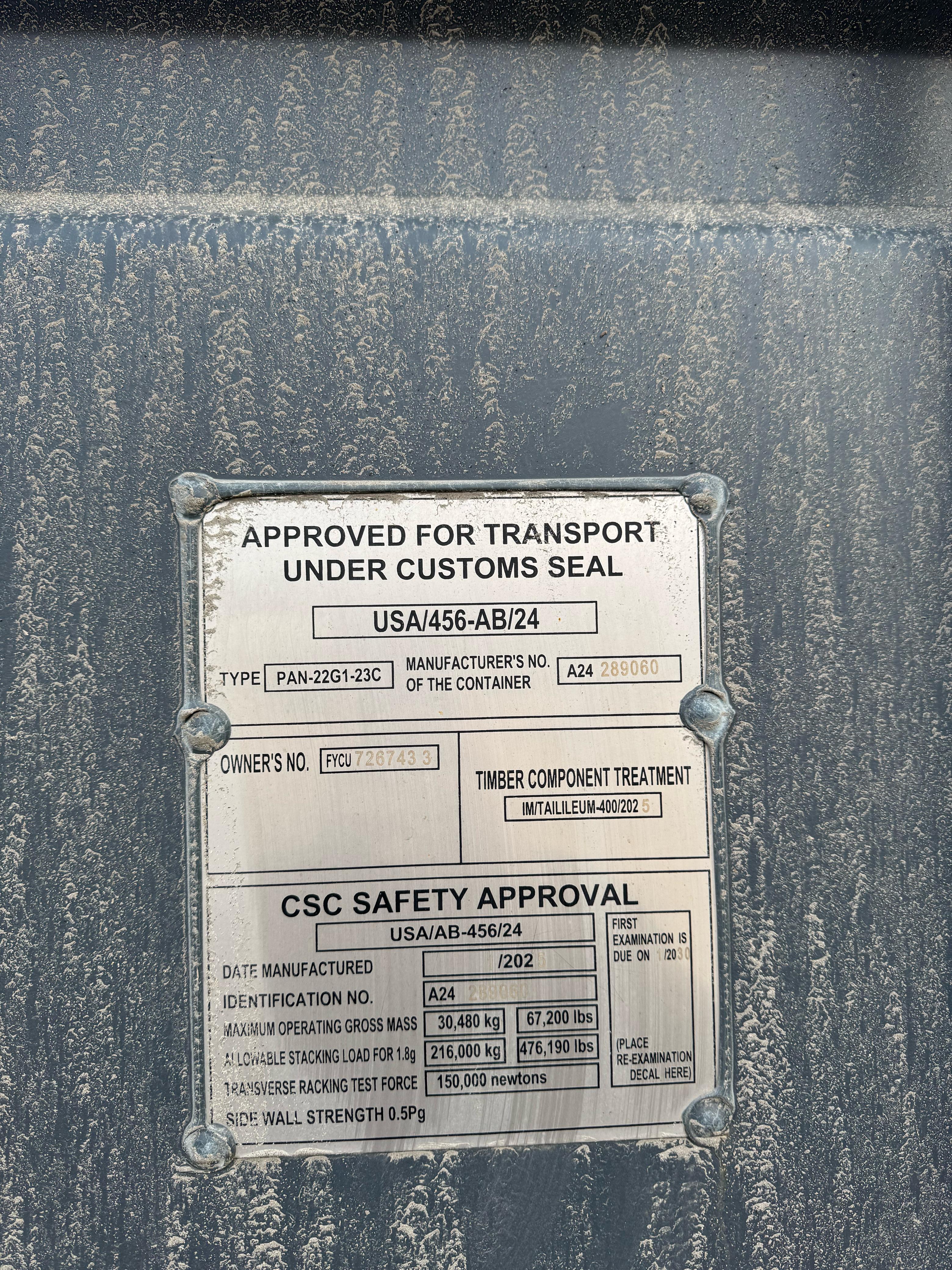 Морской контейнер FYCU7267433