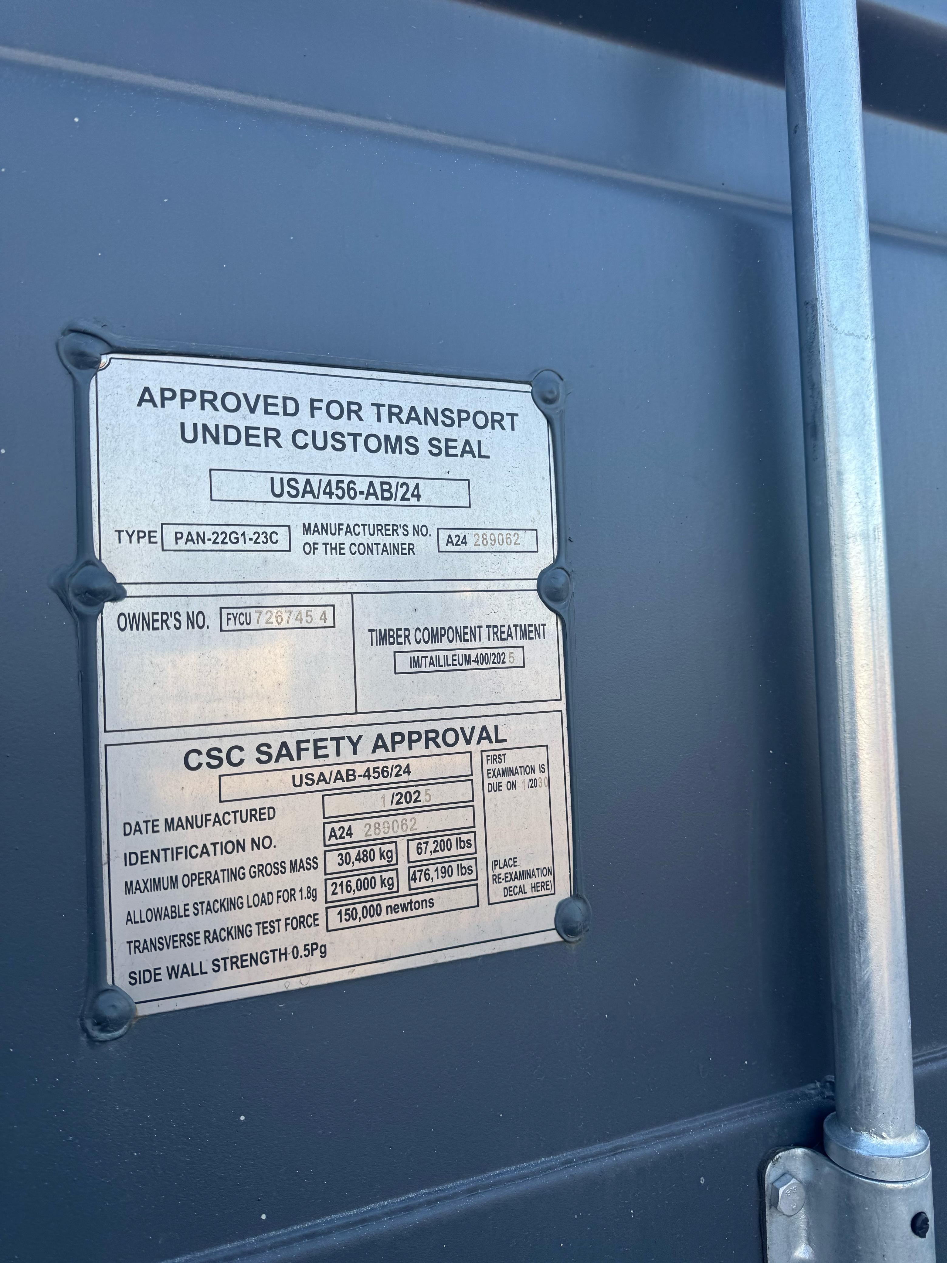 Морской контейнер FYCU7267454