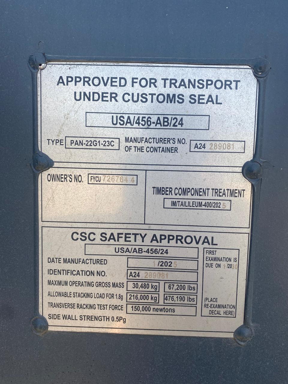 Морской контейнер FYCU7267644