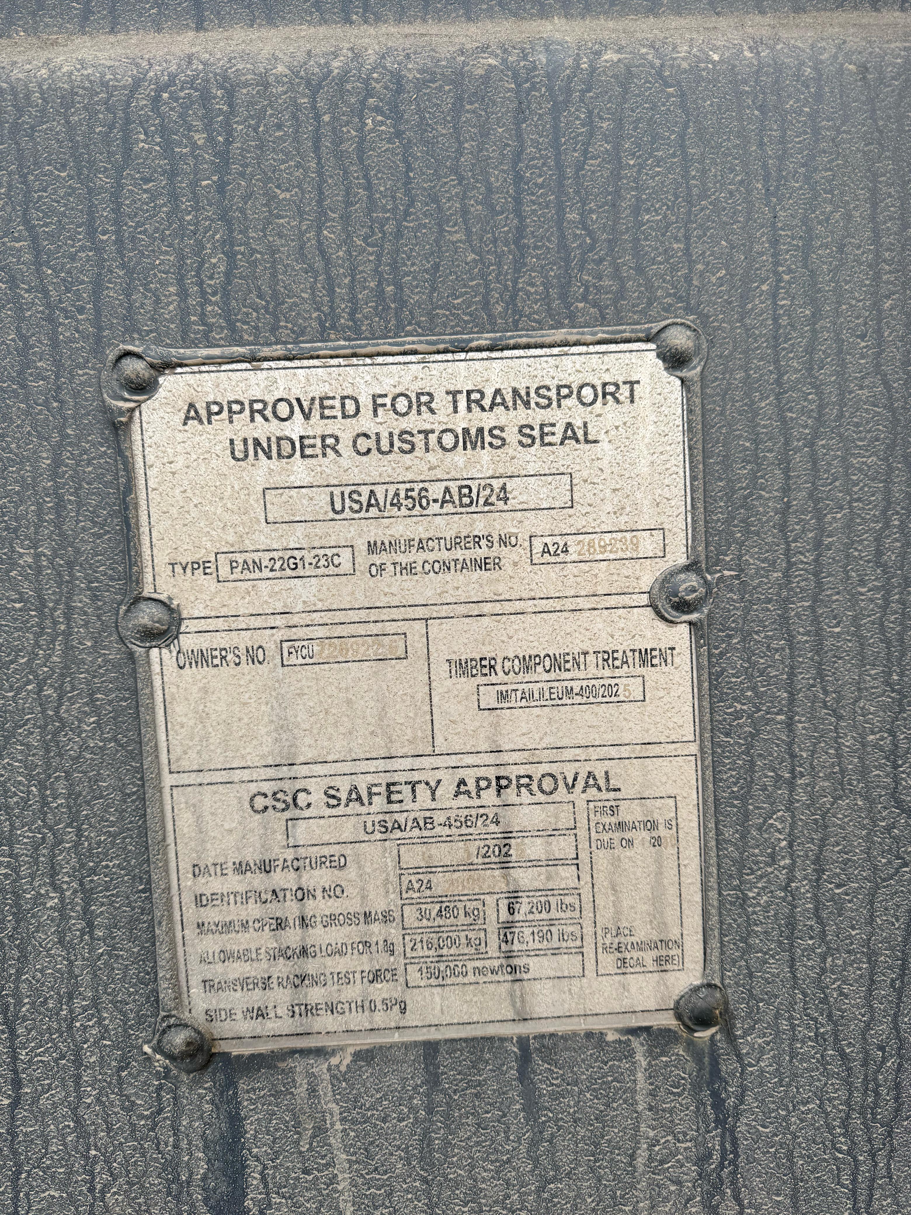 Морской контейнер FYCU7269225