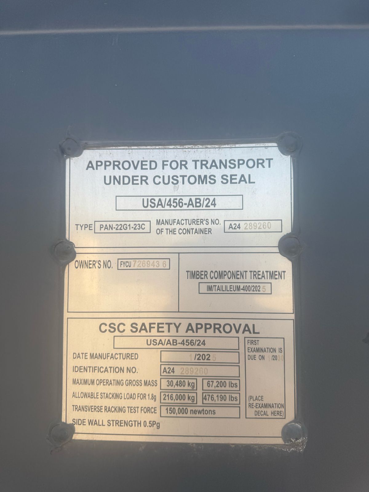 Морской контейнер FYCU7269436