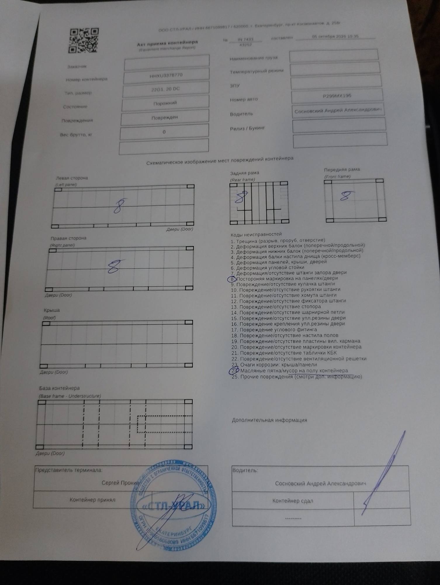Морской контейнер HHXU3378770