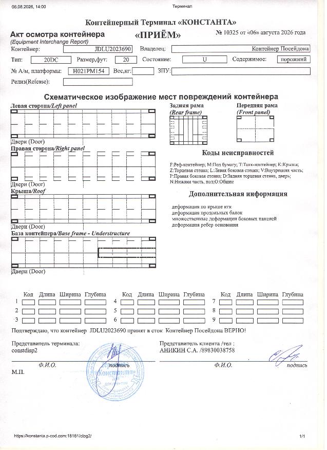 Морской контейнер JDLU2023690
