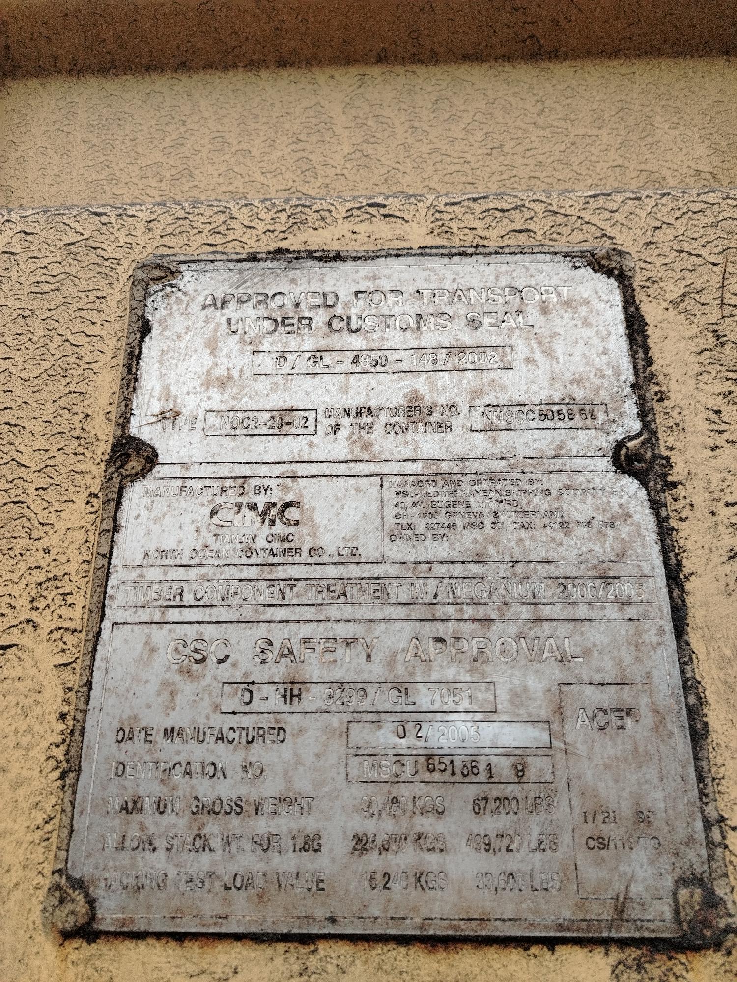 Морской контейнер MSCU6513619