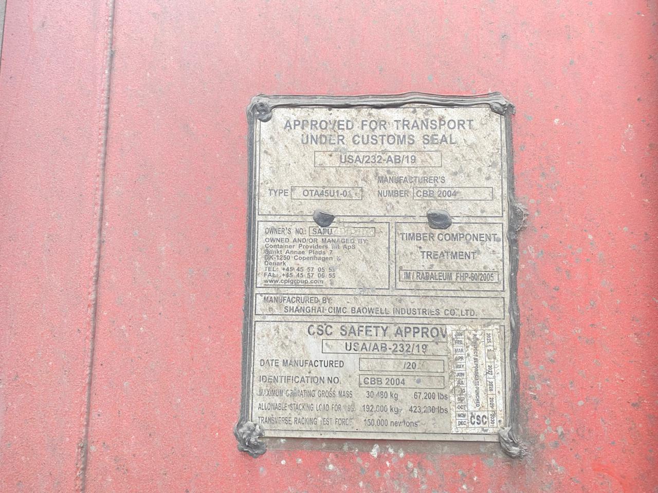 Морской контейнер SAPU4002878