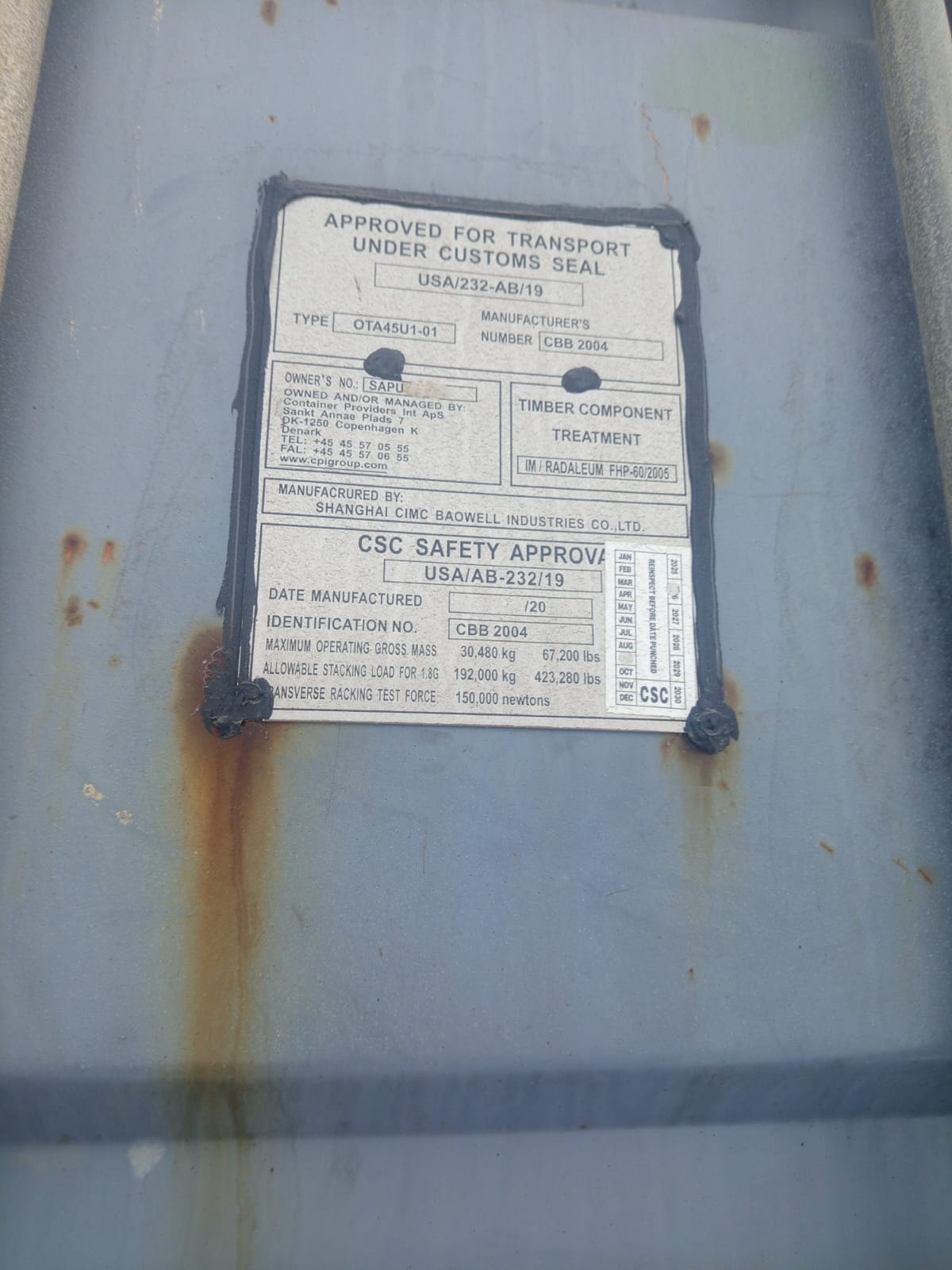 Морской контейнер SAPU4002939