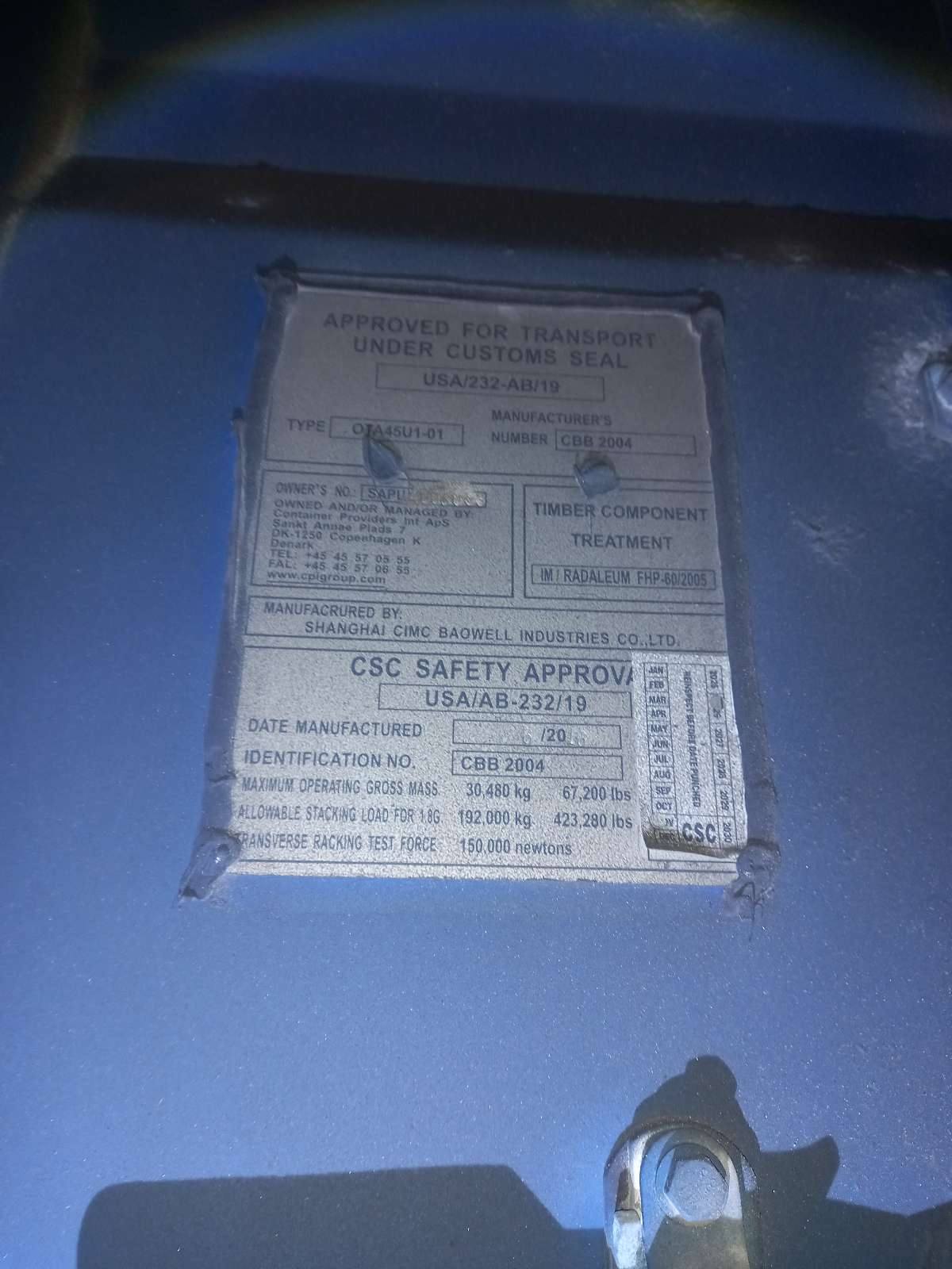 Морской контейнер SAPU4003093