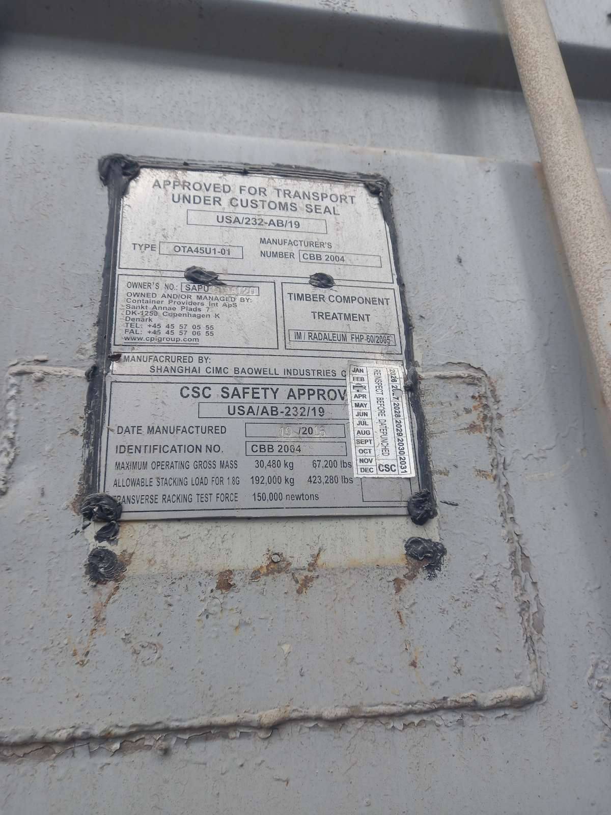 Морской контейнер SAPU4008120