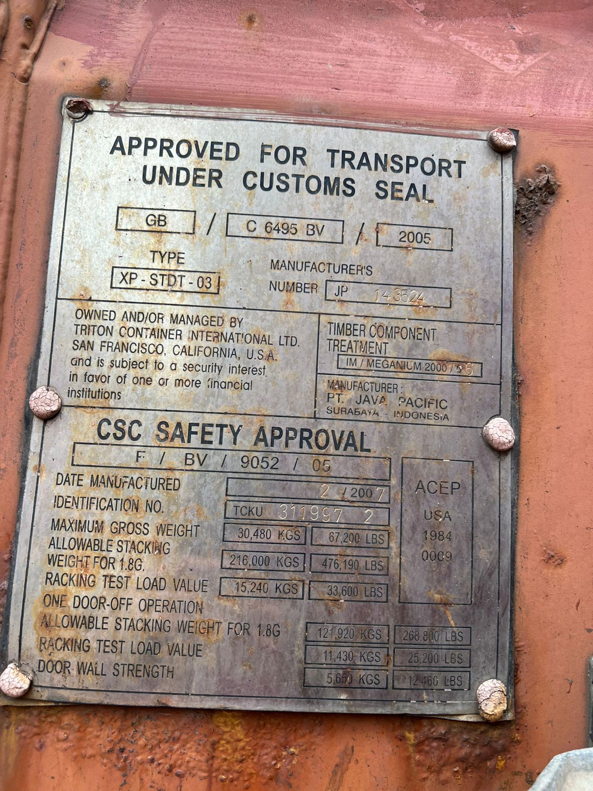 Морской контейнер TCKU3119972